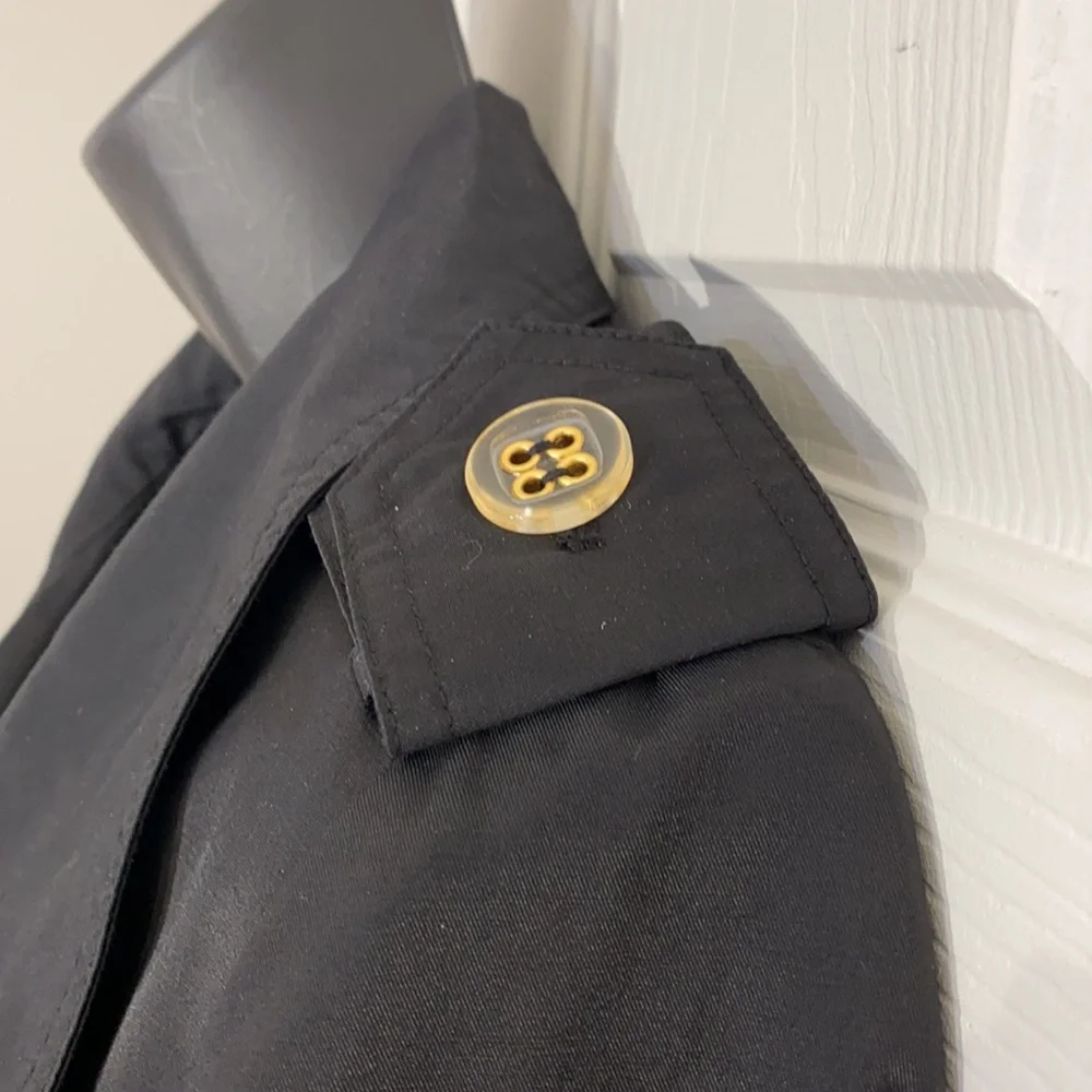 Larry Levine Button Down Black Mid Length Rain/Trench Coat Sz M